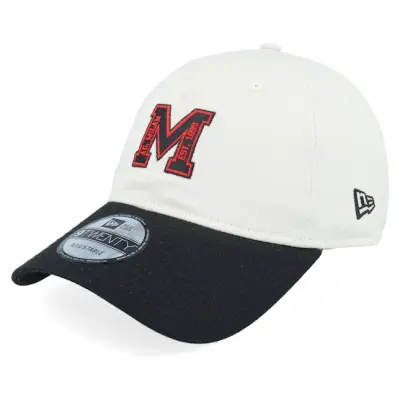 New Era - Football Beige unconstructed Keps - AC Milan M Logo 9TWENTY Ivory/Black Dad Cap @ Hatstore