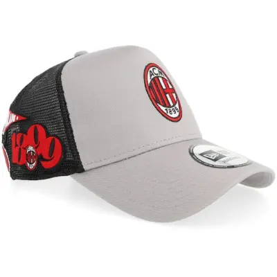 New Era - Football Grå trucker Keps - AC Milan Patch Gray/Black A-Frame Trucker @ Hatstore