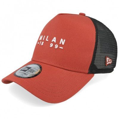 New Era - Football Orange trucker Keps - AC Milan Seasonal Wordmark Copper/Black A-frame Trucker @ Hatstore